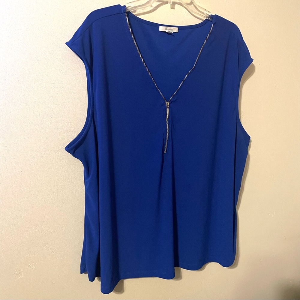 89th + Madison Royal Blue Zip Up Sleeveless Blouse Sz. 3X - Picture 2 of 11